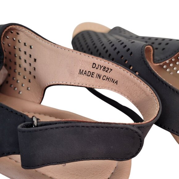 Jeossy Women's Platform Peep Toe Wedge High Heel Sandals Black Size 8 - Picture 8 of 12